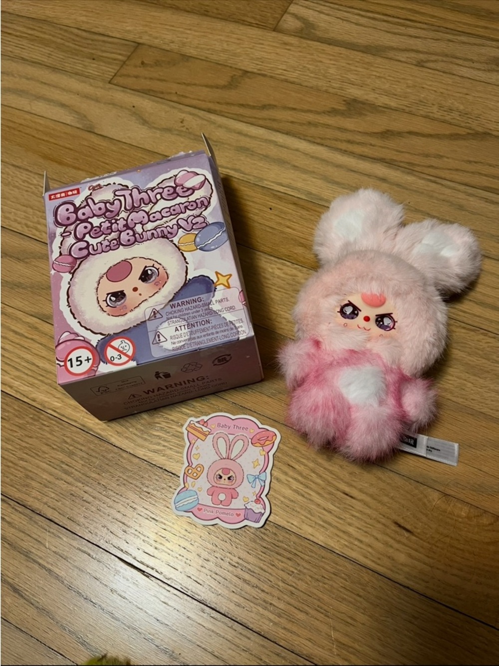 Baby Three Petite Macaron Cute Bunny Plush - Pink